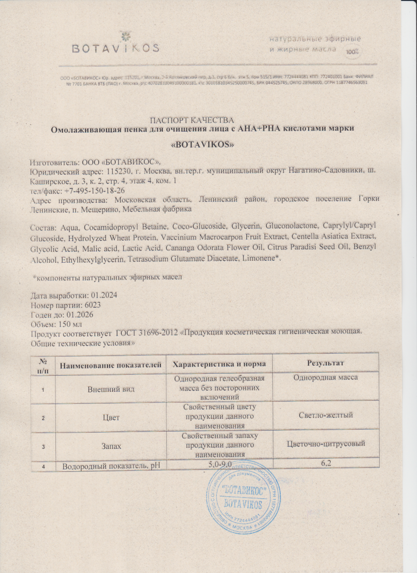 Паспорт №012024